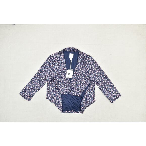 NEW Lauren Conrad women Blazer Jacket Size S Floral Blue Multicolor Polyster - Picture 2 of 8